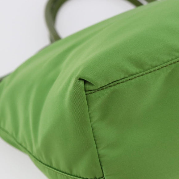 PRADA Hand Bag Nylon Green Gold Auth 148794V