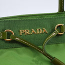 PRADA Hand Bag Nylon Green Gold Auth 148794V-17