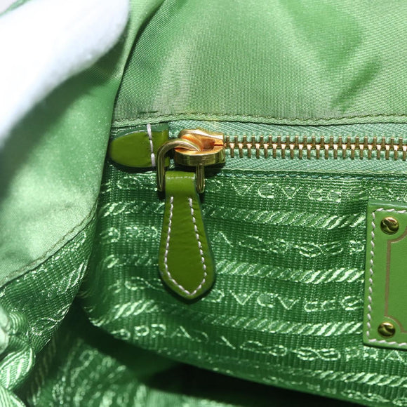 PRADA Hand Bag Nylon Green Gold Auth 148794V