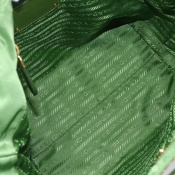 PRADA Hand Bag Nylon Green Gold Auth 148794V