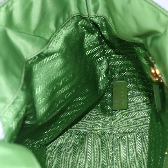 PRADA Hand Bag Nylon Green Gold Auth 148794V