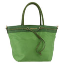 PRADA Hand Bag Nylon Green Gold Auth 148794V-1