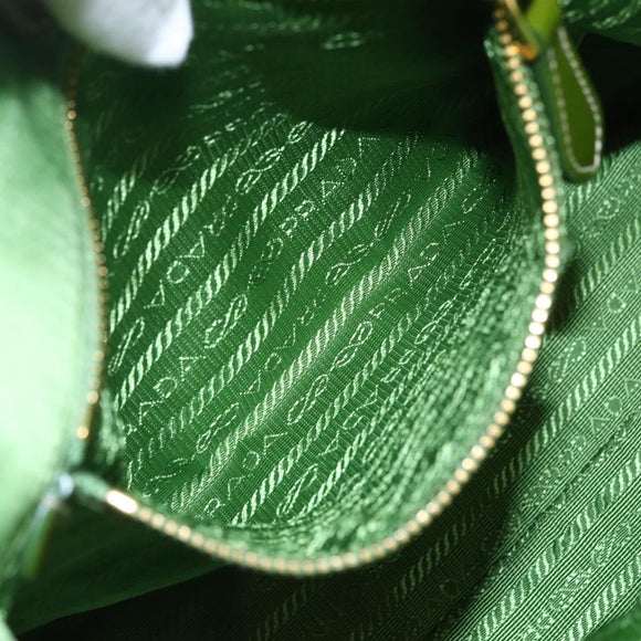 PRADA Hand Bag Nylon Green Gold Auth 148794V