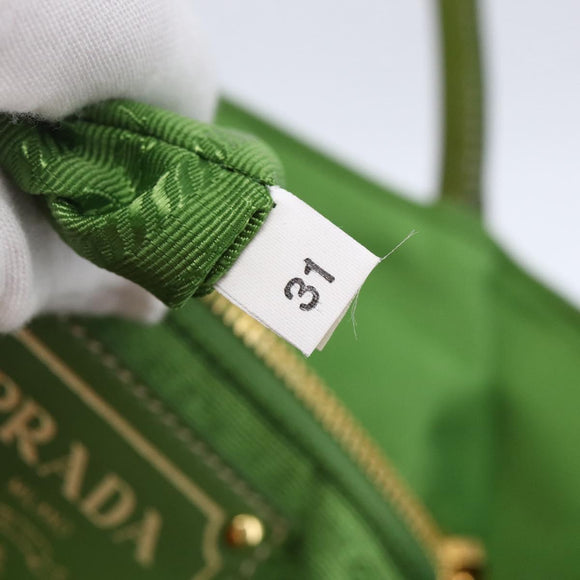 PRADA Hand Bag Nylon Green Gold Auth 148794V