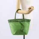 PRADA Hand Bag Nylon Green Gold Auth 148794V-23