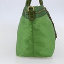PRADA Hand Bag Nylon Green Gold Auth 148794V-3