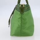 PRADA Hand Bag Nylon Green Gold Auth 148794V-4