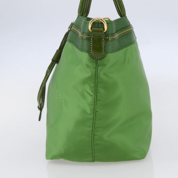 PRADA Hand Bag Nylon Green Gold Auth 148794V