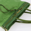PRADA Hand Bag Nylon Green Gold Auth 148794V-6