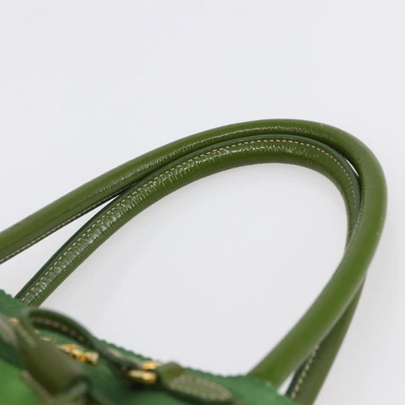 PRADA Hand Bag Nylon Green Gold Auth 148794V