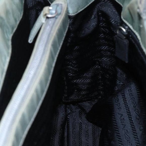 PRADA Shoulder Bag Nylon Gray Silver Auth 148795