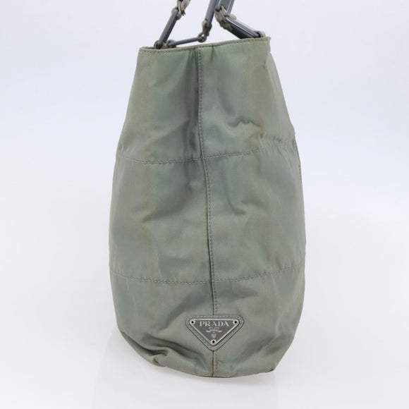 PRADA Shoulder Bag Nylon Gray Silver Auth 148795