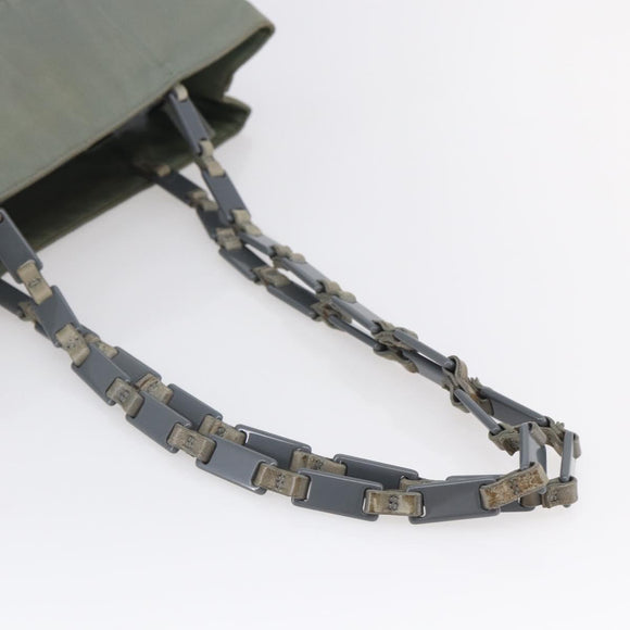 PRADA Shoulder Bag Nylon Gray Silver Auth 148795