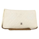 CHANEL Matelasse Chain Shoulder Bag Lamb Skin White Gold CC Auth 148797-1