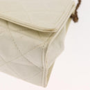 CHANEL Matelasse Chain Shoulder Bag Lamb Skin White Gold CC Auth 148797-16