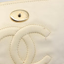 CHANEL Matelasse Chain Shoulder Bag Lamb Skin White Gold CC Auth 148797-10