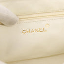 CHANEL Matelasse Chain Shoulder Bag Lamb Skin White Gold CC Auth 148797-22