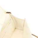 CHANEL Matelasse Chain Shoulder Bag Lamb Skin White Gold CC Auth 148797-23