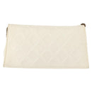 CHANEL Matelasse Chain Shoulder Bag Lamb Skin White Gold CC Auth 148797-2