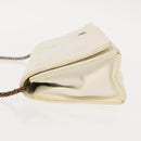 CHANEL Matelasse Chain Shoulder Bag Lamb Skin White Gold CC Auth 148797-4