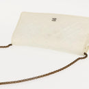CHANEL Matelasse Chain Shoulder Bag Lamb Skin White Gold CC Auth 148797-6