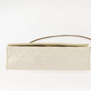 CHANEL Matelasse Chain Shoulder Bag Lamb Skin White Gold CC Auth 148797-5