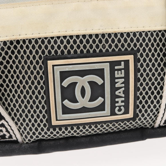 CHANEL Sports Line Waist bag Nylon Navy Silver CC Auth 148798