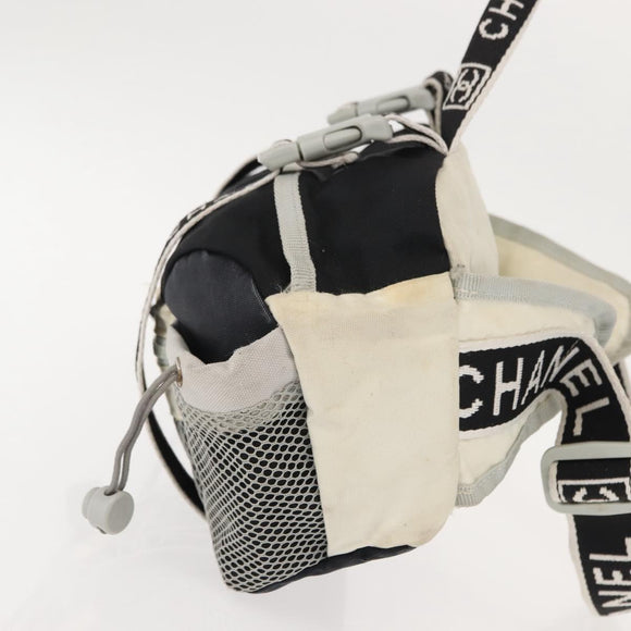 CHANEL Sports Line Waist bag Nylon Navy Silver CC Auth 148798