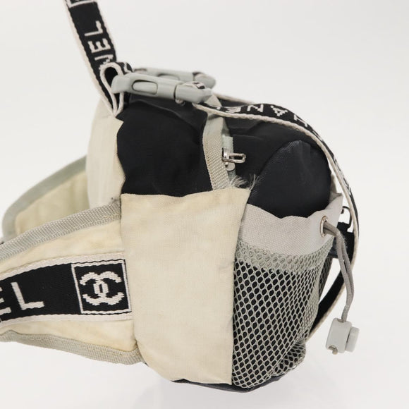 CHANEL Sports Line Waist bag Nylon Navy Silver CC Auth 148798