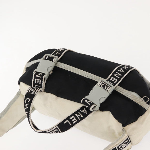 CHANEL Sports Line Waist bag Nylon Navy Silver CC Auth 148798
