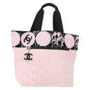 CHANEL High Summer Tote Bag Canvas Pink Silver CC Auth 148799-1