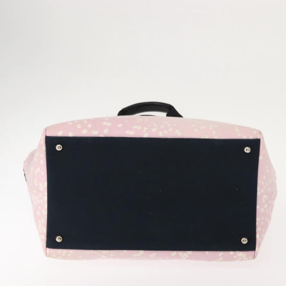 CHANEL High Summer Tote Bag Canvas Pink Silver CC Auth 148799