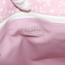 CHANEL High Summer Tote Bag Canvas Pink Silver CC Auth 148799-19