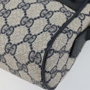 GUCCI GG Supreme Sherry Line Bag PVC Navy Gold Red 378 02 004 Auth 148802-10