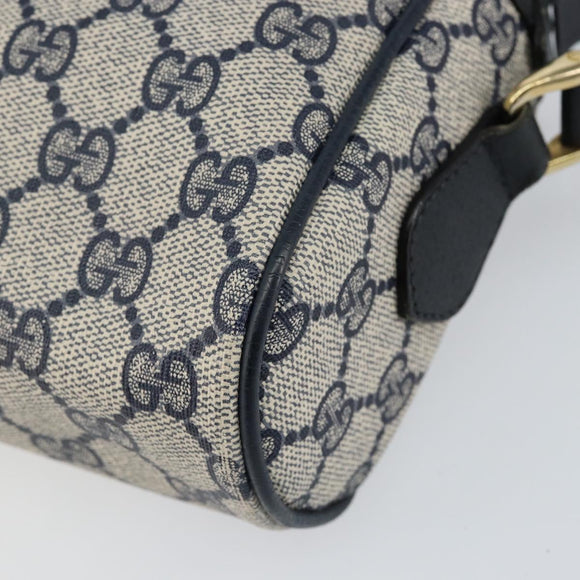 GUCCI GG Supreme Sherry Line Bag PVC Navy Gold Red 378 02 004 Auth 148802