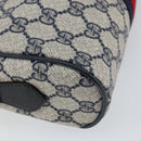 GUCCI GG Supreme Sherry Line Bag PVC Navy Gold Red 378 02 004 Auth 148802-13