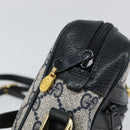 GUCCI GG Supreme Sherry Line Bag PVC Navy Gold Red 378 02 004 Auth 148802-15