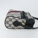 GUCCI GG Supreme Sherry Line Bag PVC Navy Gold Red 378 02 004 Auth 148802-4