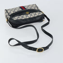 GUCCI GG Supreme Sherry Line Bag PVC Navy Gold Red 378 02 004 Auth 148802-7
