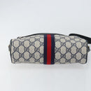 GUCCI GG Supreme Sherry Line Bag PVC Navy Gold Red 378 02 004 Auth 148802-9