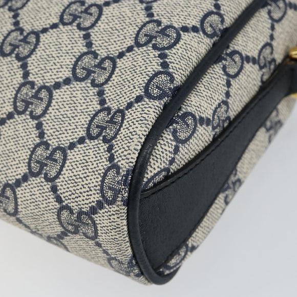 GUCCI GG Supreme Sherry Line Bag PVC Navy Gold Red 89 02 018 Auth 148804