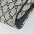 GUCCI GG Supreme Sherry Line Bag PVC Navy Gold Red 89 02 018 Auth 148804-12