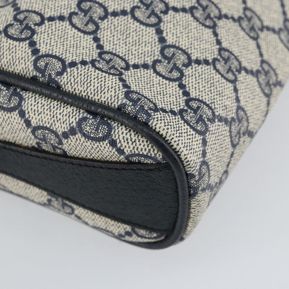 GUCCI GG Supreme Sherry Line Bag PVC Navy Gold Red 89 02 018 Auth 148804