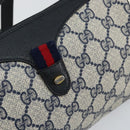 GUCCI GG Supreme Sherry Line Bag PVC Navy Gold Red 89 02 018 Auth 148804-14