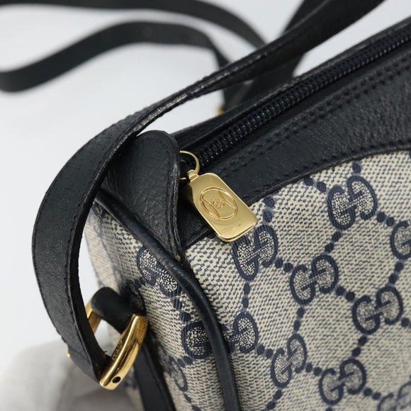 GUCCI GG Supreme Sherry Line Bag PVC Navy Gold Red 89 02 018 Auth 148804