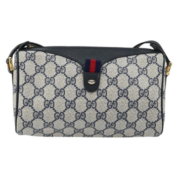 GUCCI GG Supreme Sherry Line Bag PVC Navy Gold Red 89 02 018 Auth 148804 - 0