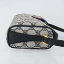 GUCCI GG Supreme Sherry Line Bag PVC Navy Gold Red 89 02 018 Auth 148804-4