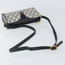 GUCCI GG Supreme Sherry Line Bag PVC Navy Gold Red 89 02 018 Auth 148804-7