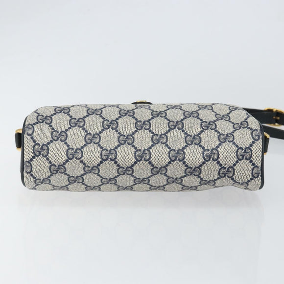 GUCCI GG Supreme Sherry Line Bag PVC Navy Gold Red 89 02 018 Auth 148804