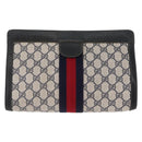GUCCI GG Supreme Sherry Line Clutch Bag PVC Navy Red 67 014 2125 Auth 148805-13